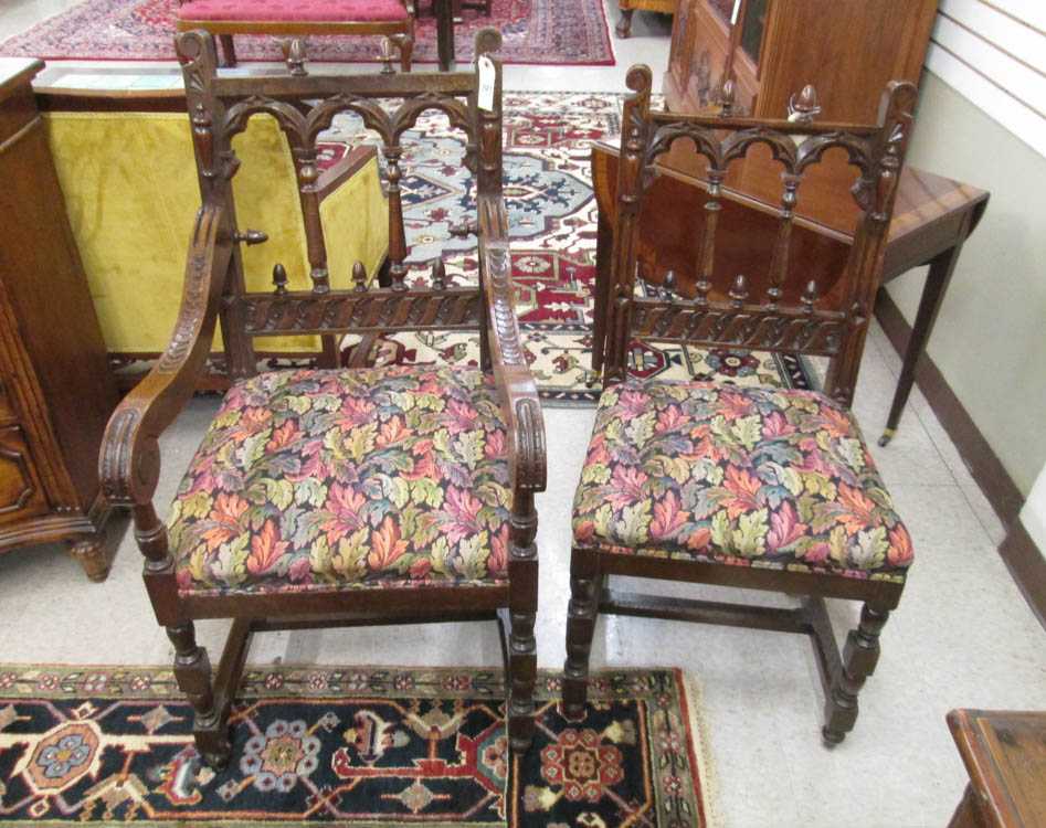 Appraisal: A SET OF EIGHT CARVED WALNUT DINING CHAIRS Italian Renaissance