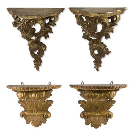 Appraisal: Two Pairs of Rococo Style Gilt-Wood Brackets Estimate -