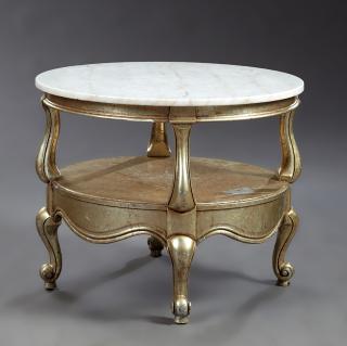 Appraisal: Italian Style Gilt Marble Top Lamp Table th c the