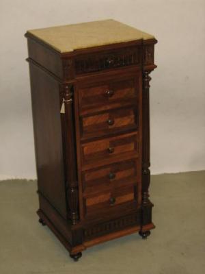 Appraisal: A FRENCH BEECHWOOD AND KINGWOOD BEDSIDE CABINET of square form