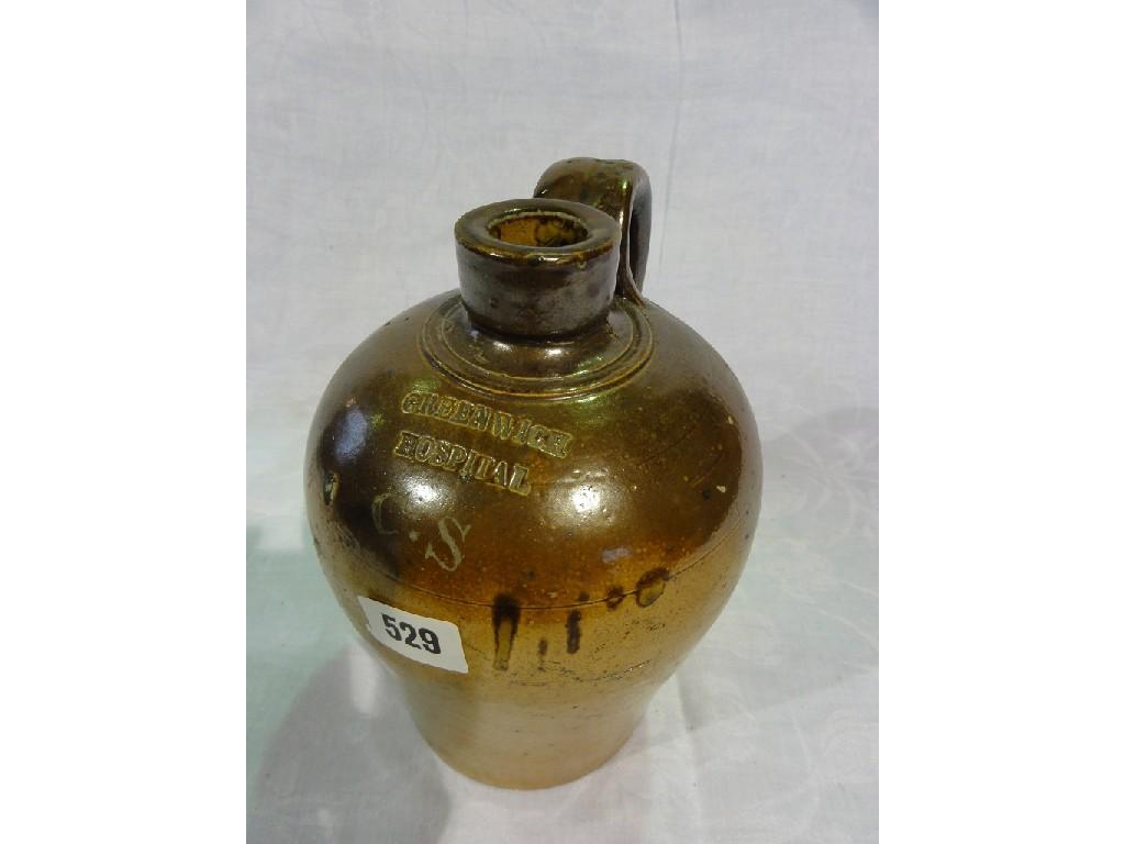 Appraisal: A salt glazed flagon from Greenwich Hospital CS