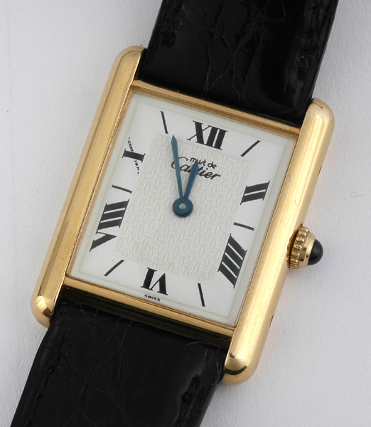 Appraisal: A MIDSIZE CARTIER TANK WRISTWATCH Recent Having a rectangular white