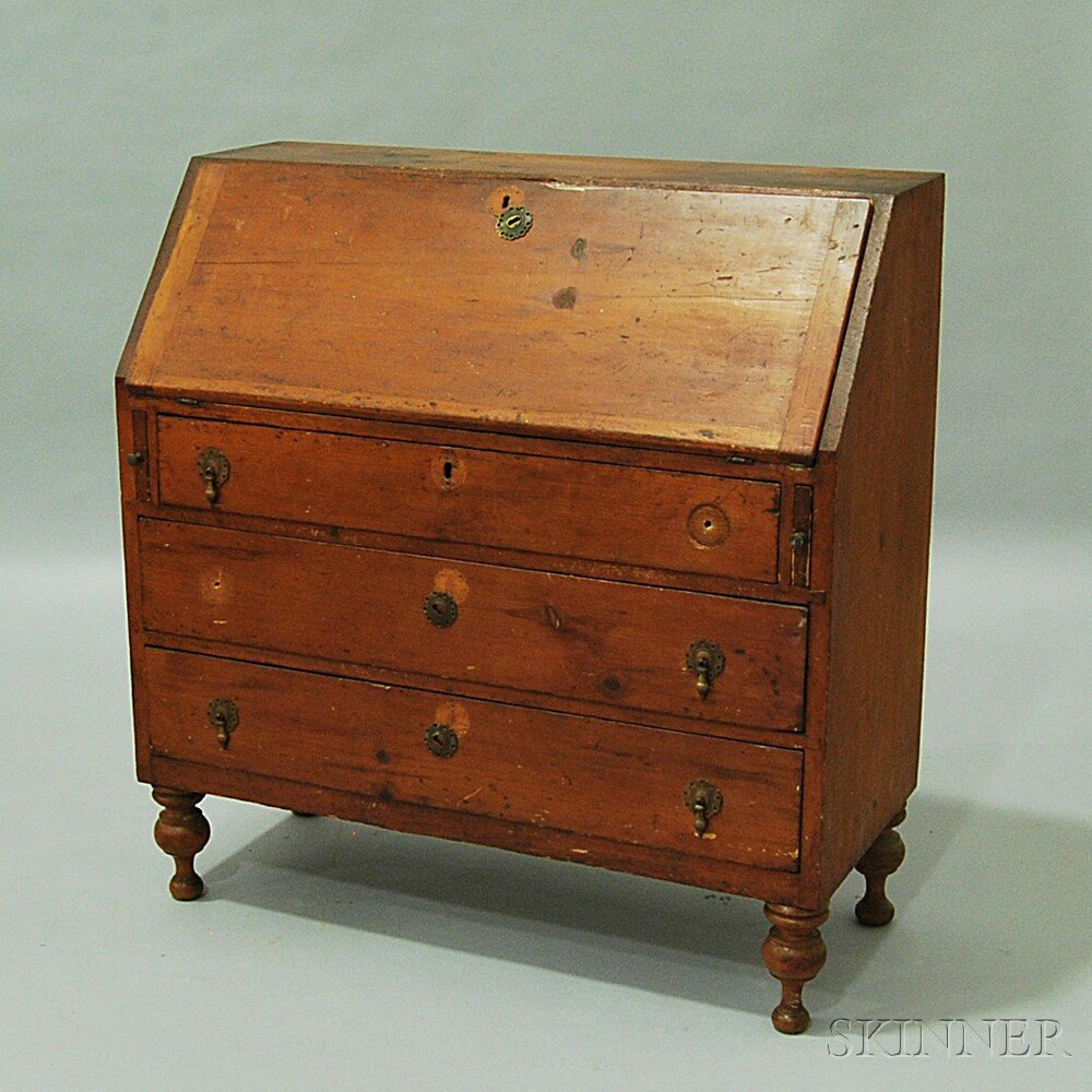 Appraisal: Country Pine Slant-lid Desk America th century the lid opening