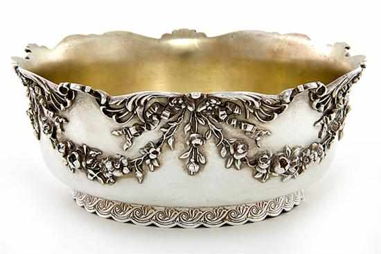 Appraisal: Whiting sterling garland-decorated centerbowl New York circa scalloped rim over