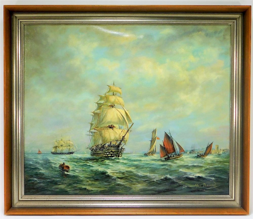 Appraisal: Max Parsons Naval Fort Maritime Seascape Painting Max Parsons United