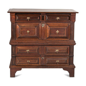 Appraisal: A Charles II Carved Oak Chest of Drawers Circa Height