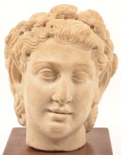 Appraisal: Antique Carved Marble Bust Head of a Woman Wearing a