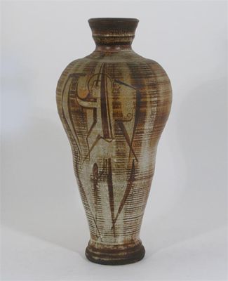 Appraisal: Robert Washington - a tall stoneware vase painted with a