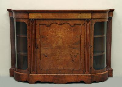 Appraisal: A VICTORIAN WALNUT CREDENZA crossbanded with foliate marquetry and stringing