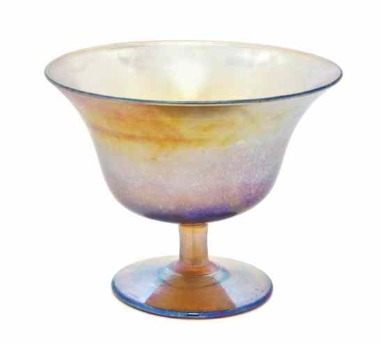 Appraisal: A Tiffany Gold Favrile Glass Sherbet the flared bowl raised