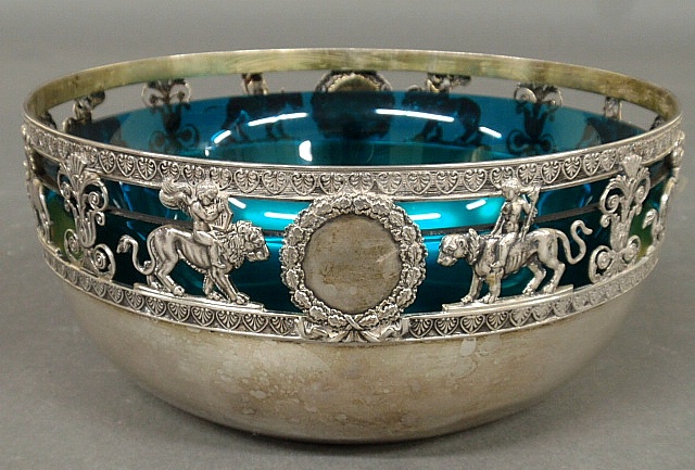 Appraisal: - Schnauffer Dresden silver centerpiece bowl decorated with cherubs riding