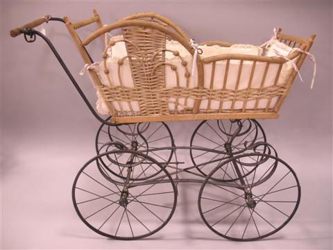 Appraisal: LATE VICTORIAN STYLE WICKER BABY CARRIAGE