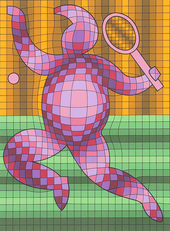 Appraisal: VASARELY Victor French - Tennis Player Serigraph sight size ''