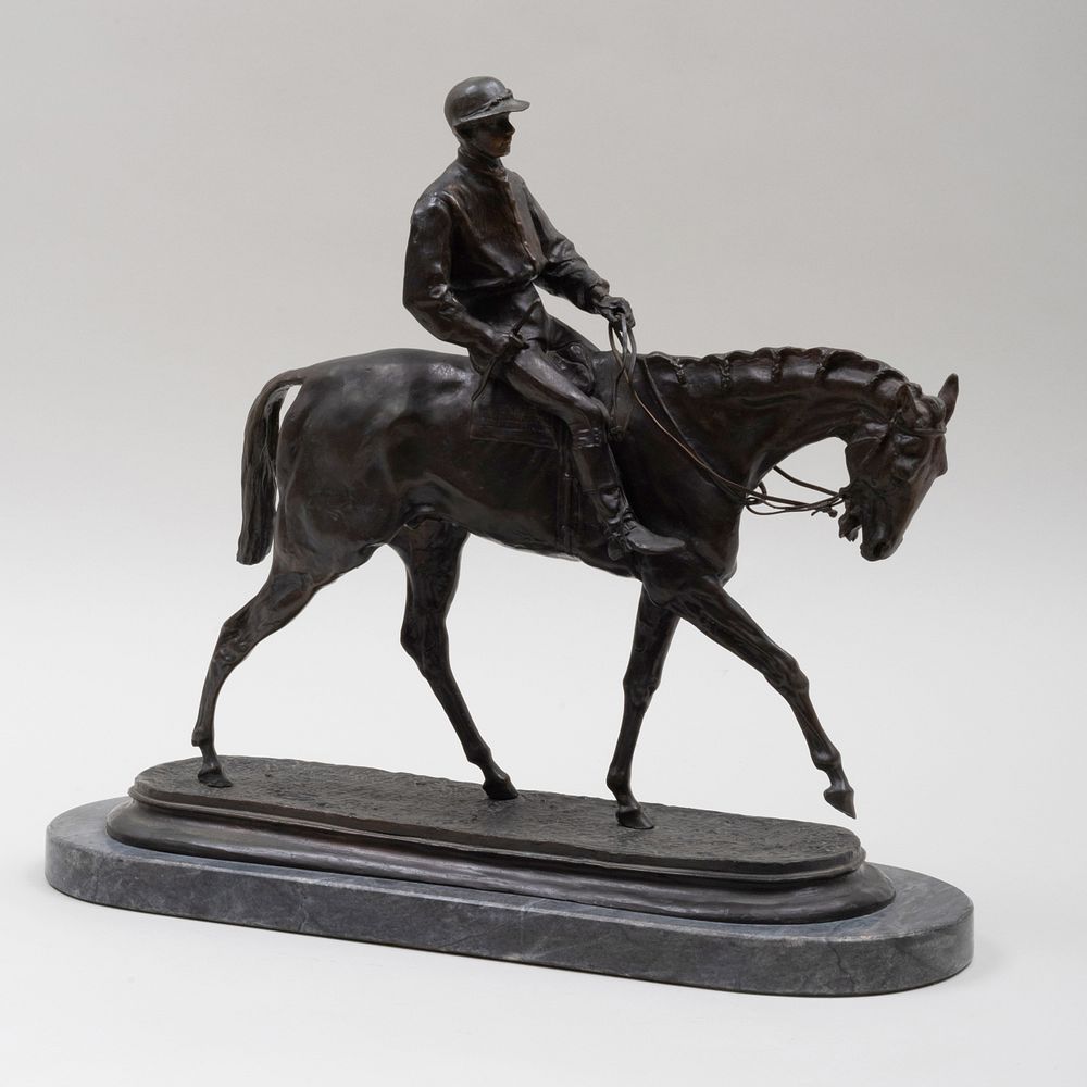 Appraisal: After Pierre-Jules M ne - Horse and Rider Bronze signed