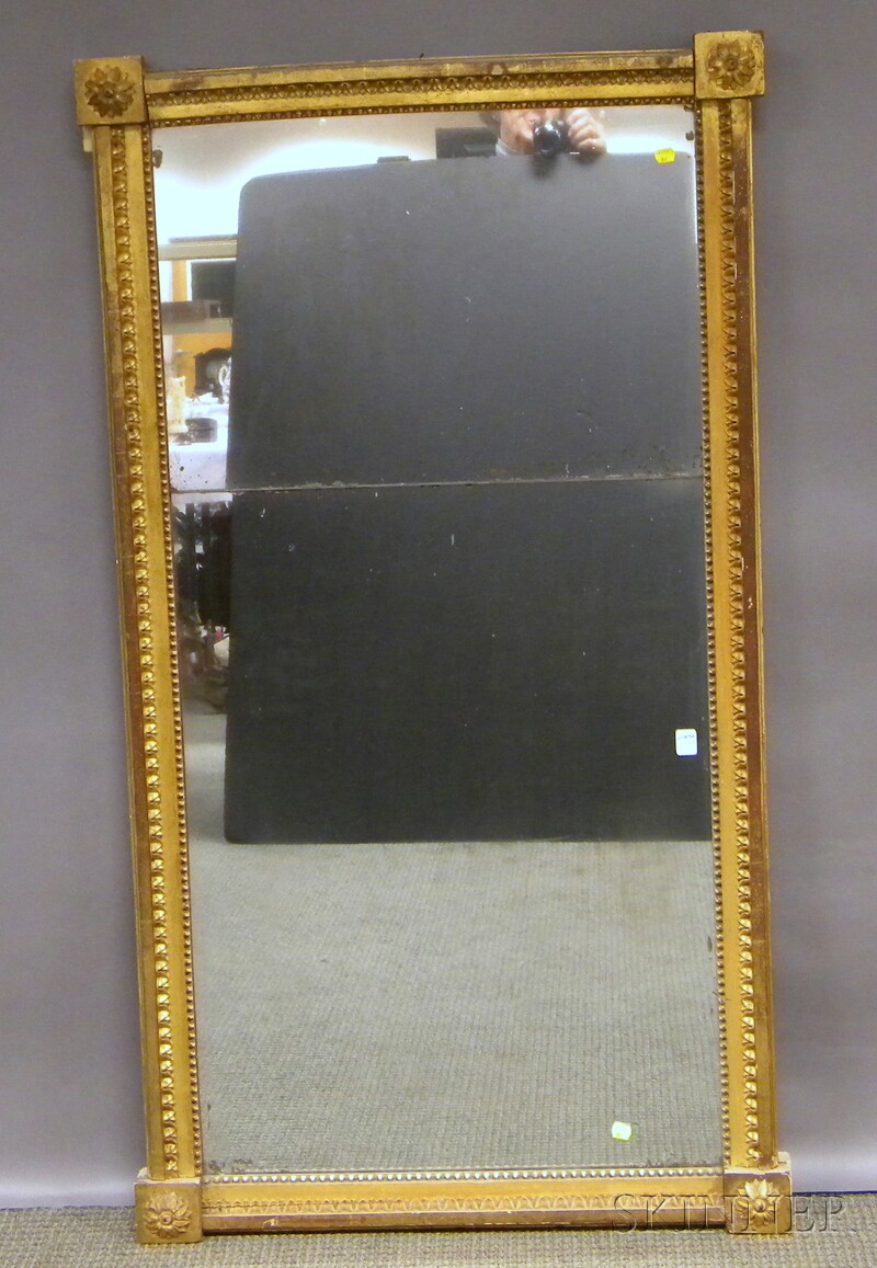 Appraisal: French Classical Giltwood and Gesso Mirror with paper label on