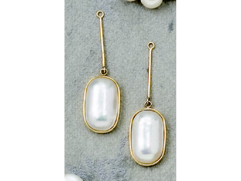 Appraisal: MABE PEARL JACKETS k yellow gold dangling earring jackets set