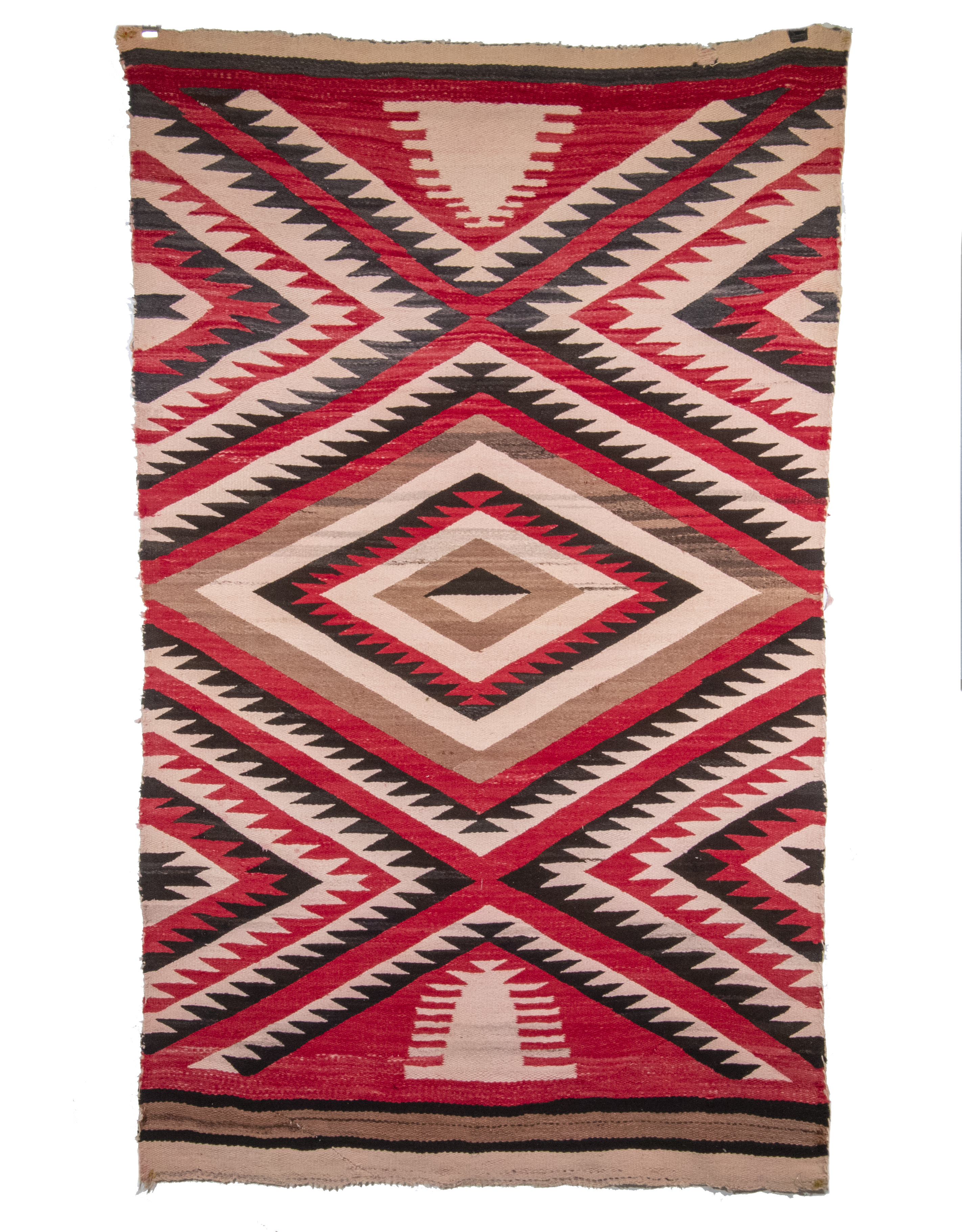 Appraisal: NAVAJO BLANKET Storm Pattern circa in red black buff and