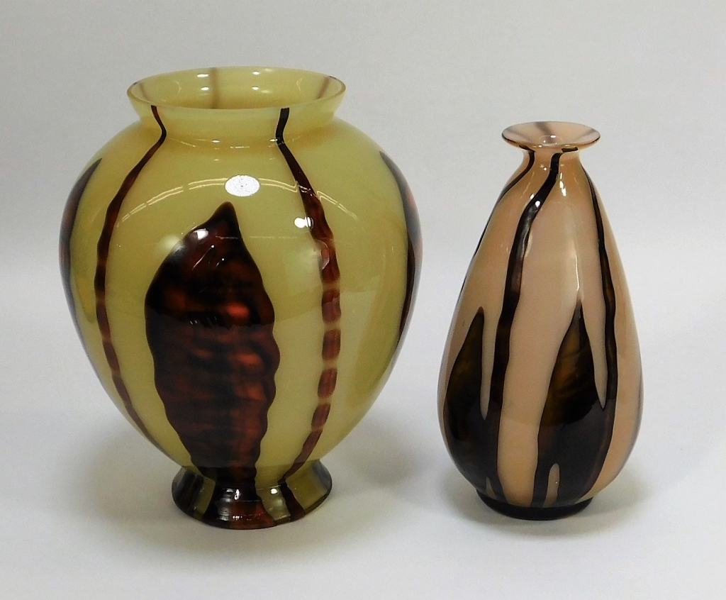 Appraisal: KRALIK LENORA BOHEMIAN ART GLASS VASES Bohemia th CenturyLot includes