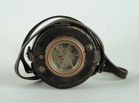 Appraisal: LEATHER CASED WATCH CLOCK Detex Watch Clock Corp Long strap