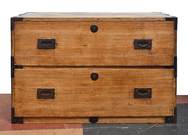 Appraisal: JAPANESE TWO DRAWER TRAVELLING CHEST WITH IRON BRACKETS X X