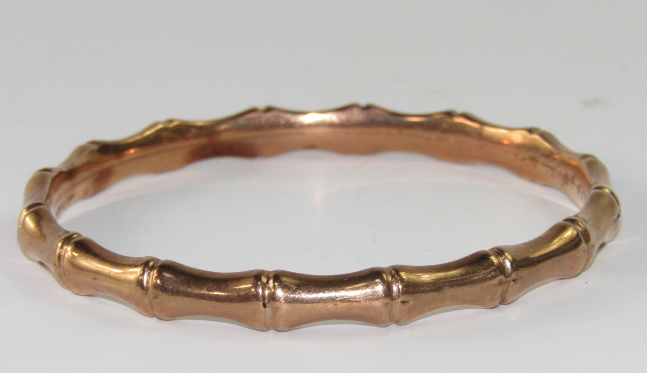 Appraisal: A ct gold hollow bangle the inside inscribed th September