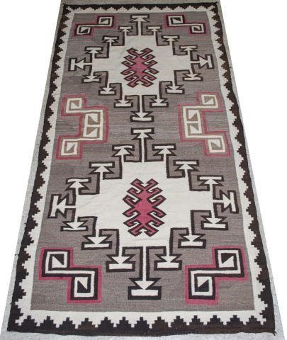 Appraisal: Large Navajo Ganado handspun wool rug 's- 's having embellished