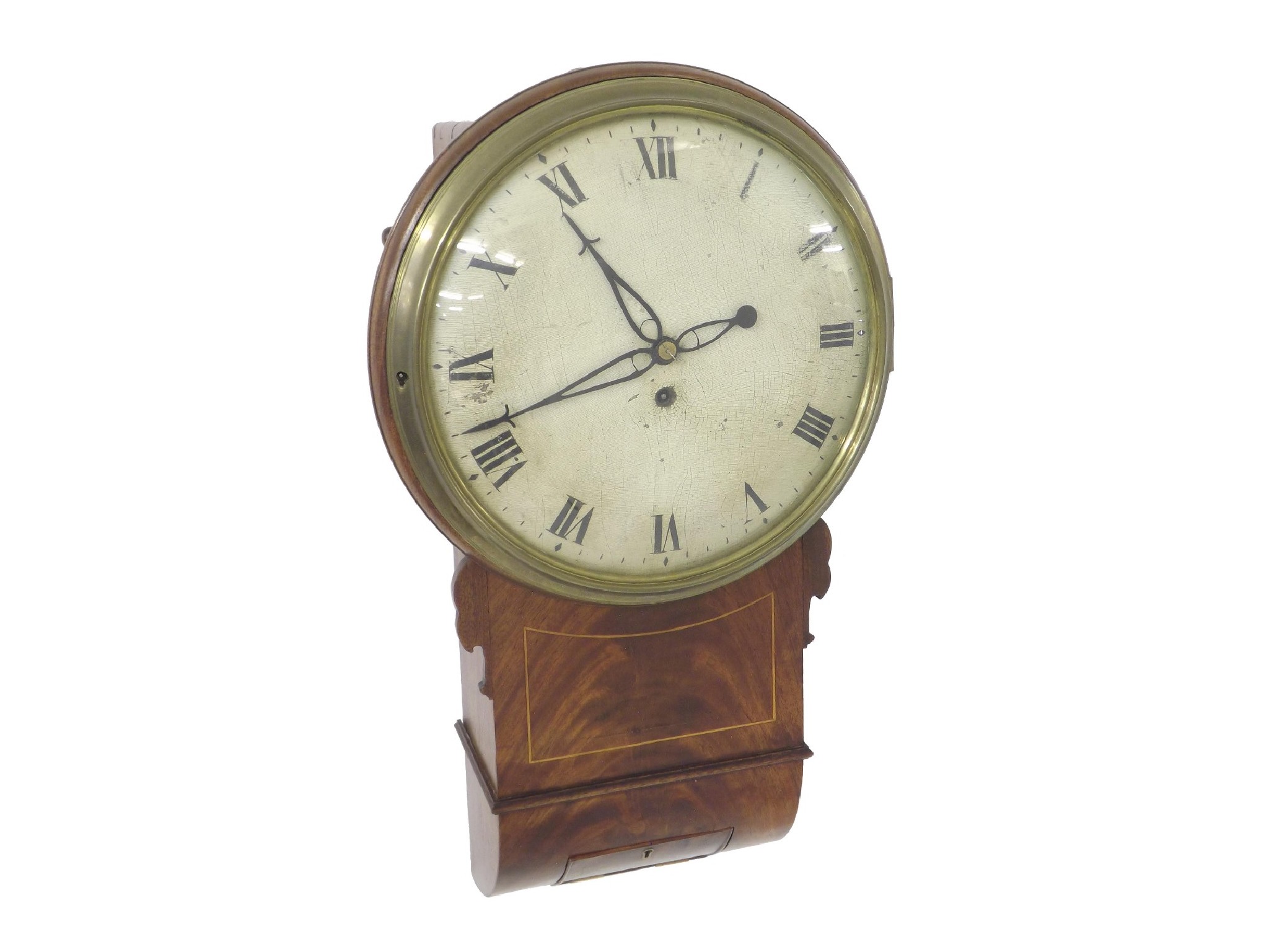 Appraisal: Mahogany single fusee drop dial wall clock with convex wooden