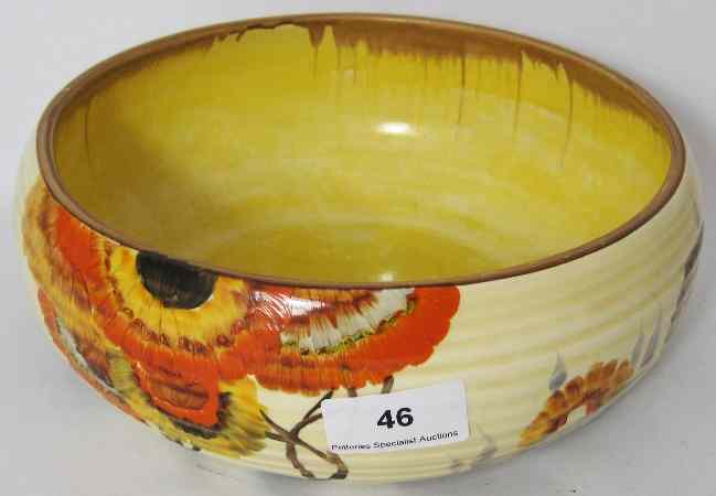 Appraisal: Clarice Cliff Wilkinson Pottery Large Bowl Decorated in the Rhodanthe