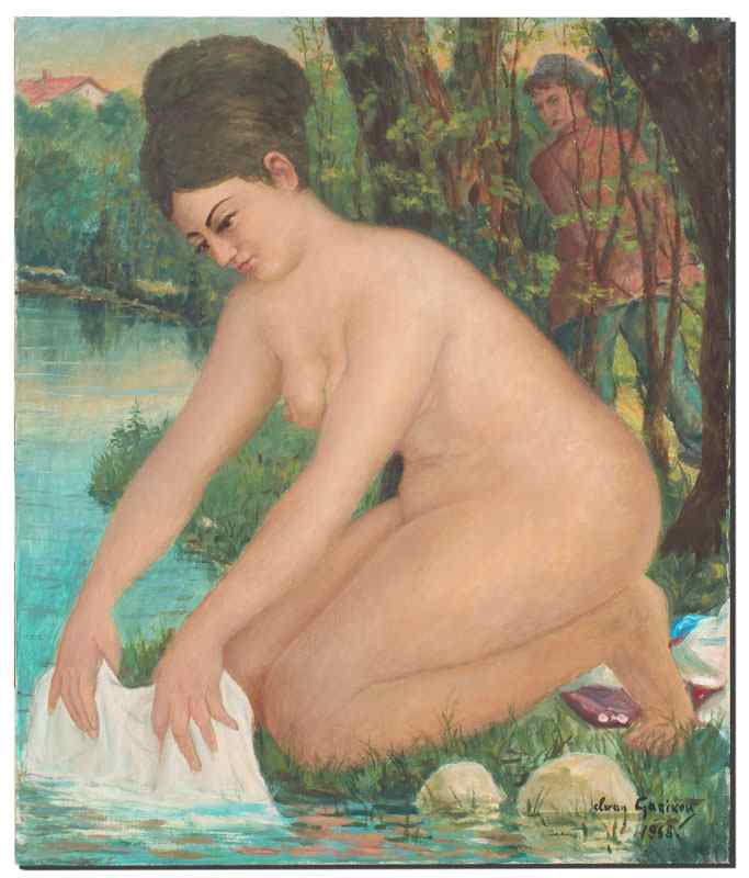 Appraisal: GARIKOW Iwan Russian - Female Nude Washing Clothes with Male