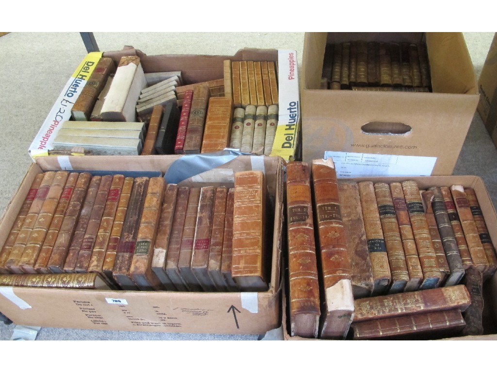 Appraisal: Four boxes of antique leather bound books to include Shakespeare