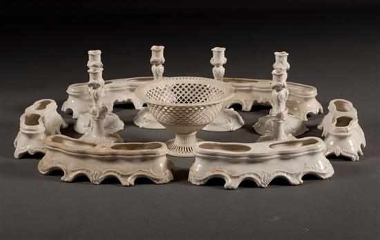 Appraisal: Nymphenburg Rococo style porcelain table garniture including six candlesticks and