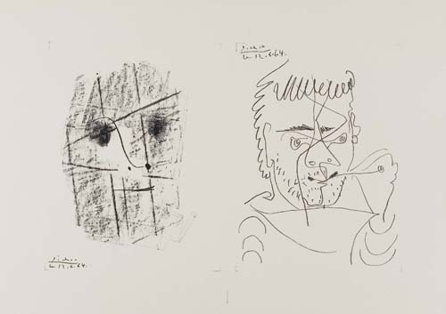 Appraisal: PABLO PICASSO Hommage Henry-Daniel Kahnweiler Two lithographs on one sheet