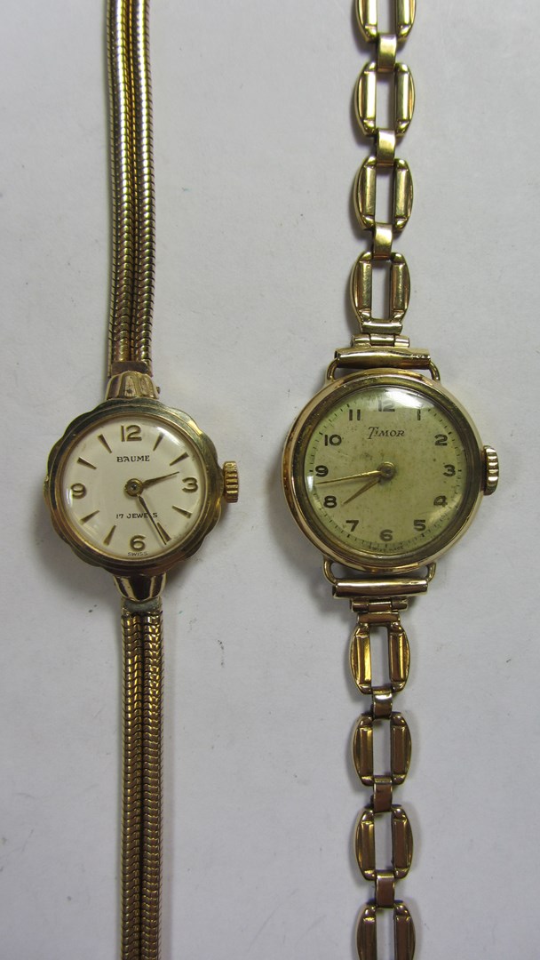 Appraisal: A ladies ct gold circular cased Timor bracelet wristwatch Chester