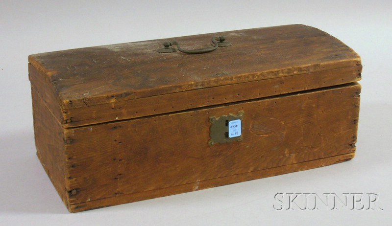 Appraisal: Pine Dome-top Document Box leather hinges separated ht wd dp