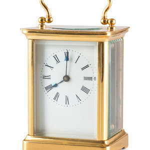 Appraisal: A Gilt Metal Carriage Clock th Century Height x width