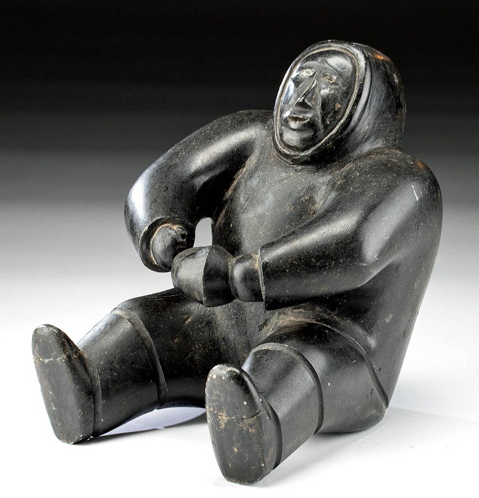 Appraisal: th C Native American Inuit Soapstone Seated Figure First Nations