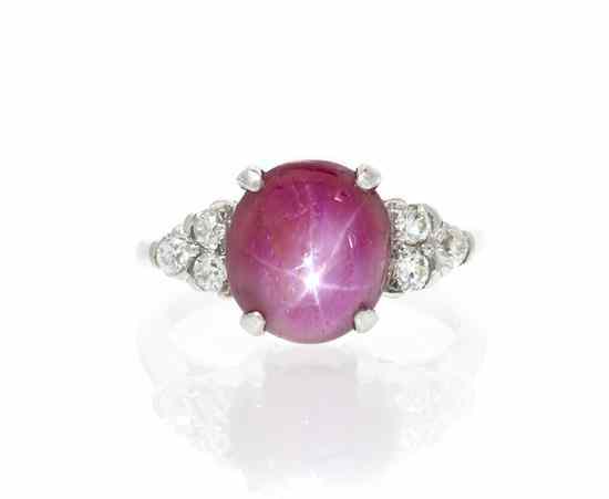 Appraisal: An Art Deco Star Ruby and Diamond Ring containing one