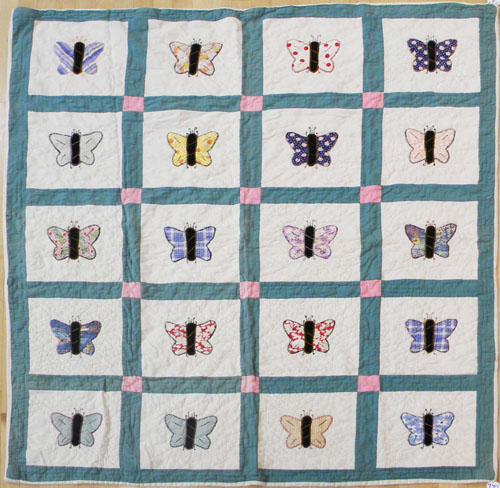 Appraisal: Two appliqu butterfly pattern quilts ca