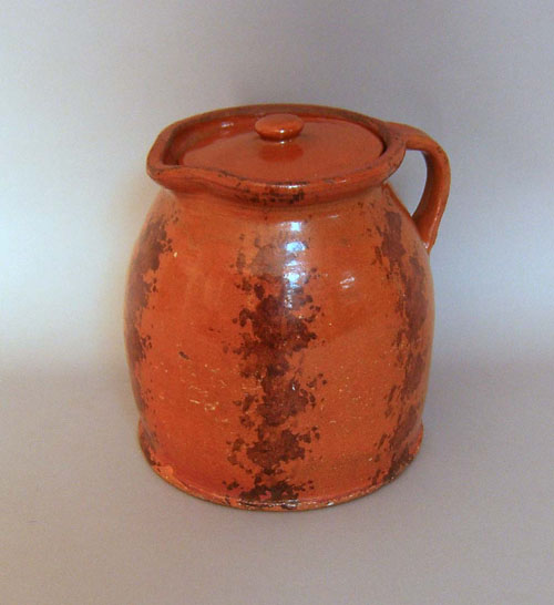 Appraisal: Redware lidded pitcher th c h