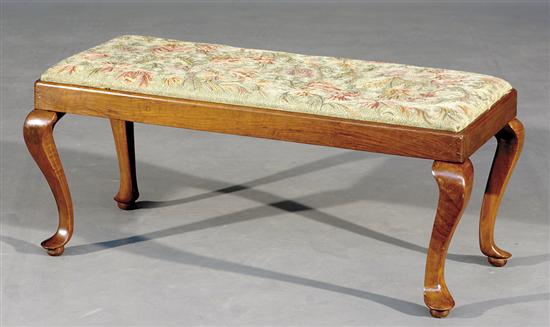 Appraisal: Queen Anne style carved walnut footstool circa bench slip seat