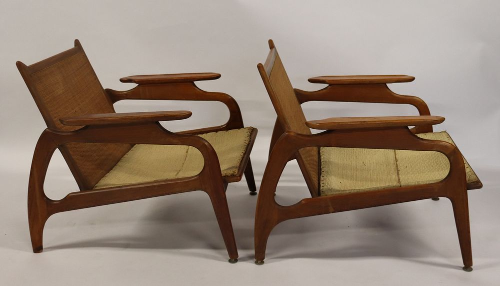 Appraisal: Midcentury Pair Of Adrian Pearsall Paddle Arm Chairs From an