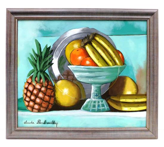 Appraisal: Claude Dambreville Haitian th C acrylic on canvas still life