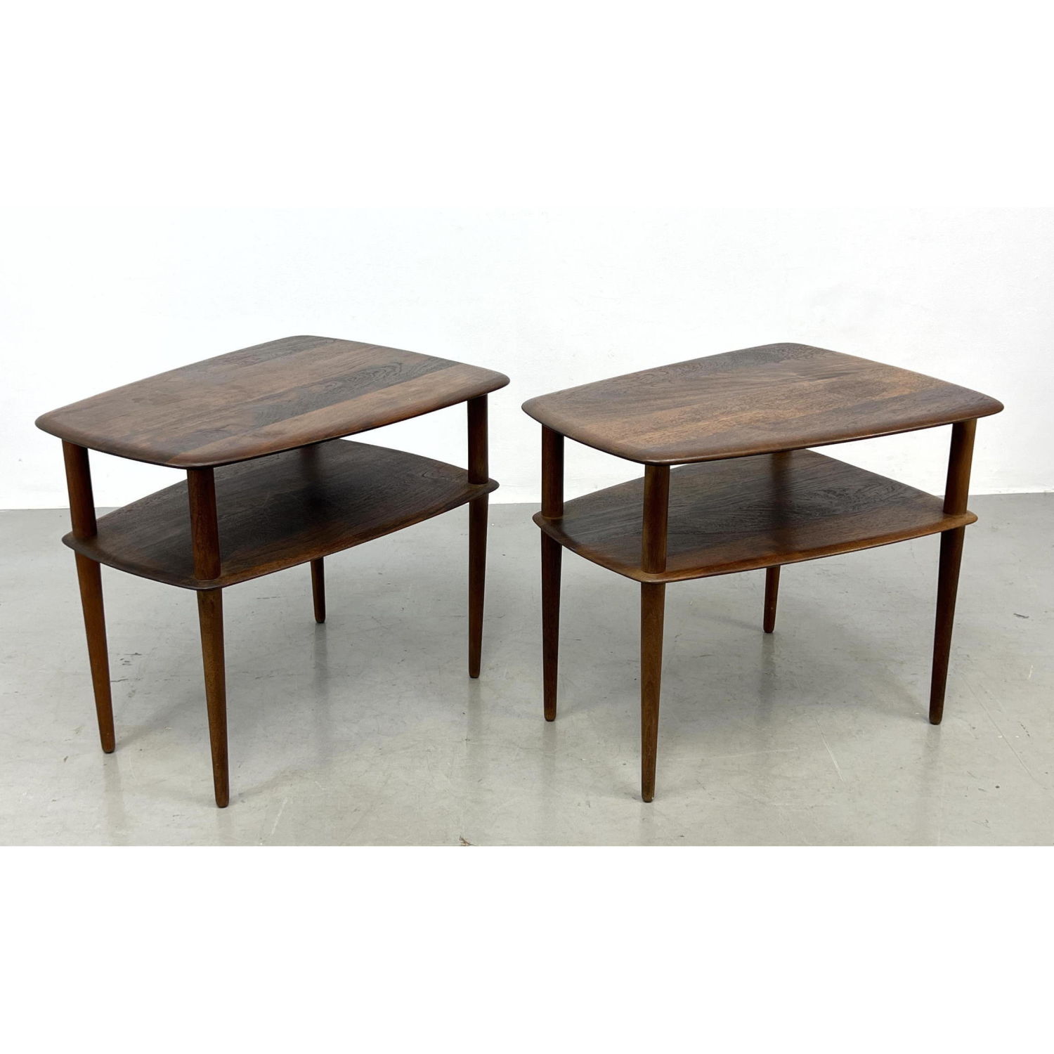 Appraisal: Pr FRANCE DAVERKOSEN Danish Modern Teak Double Tier Side Tables