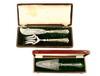 Appraisal: PRESENTATION SETS - Lot of two leather cased engraved presentation