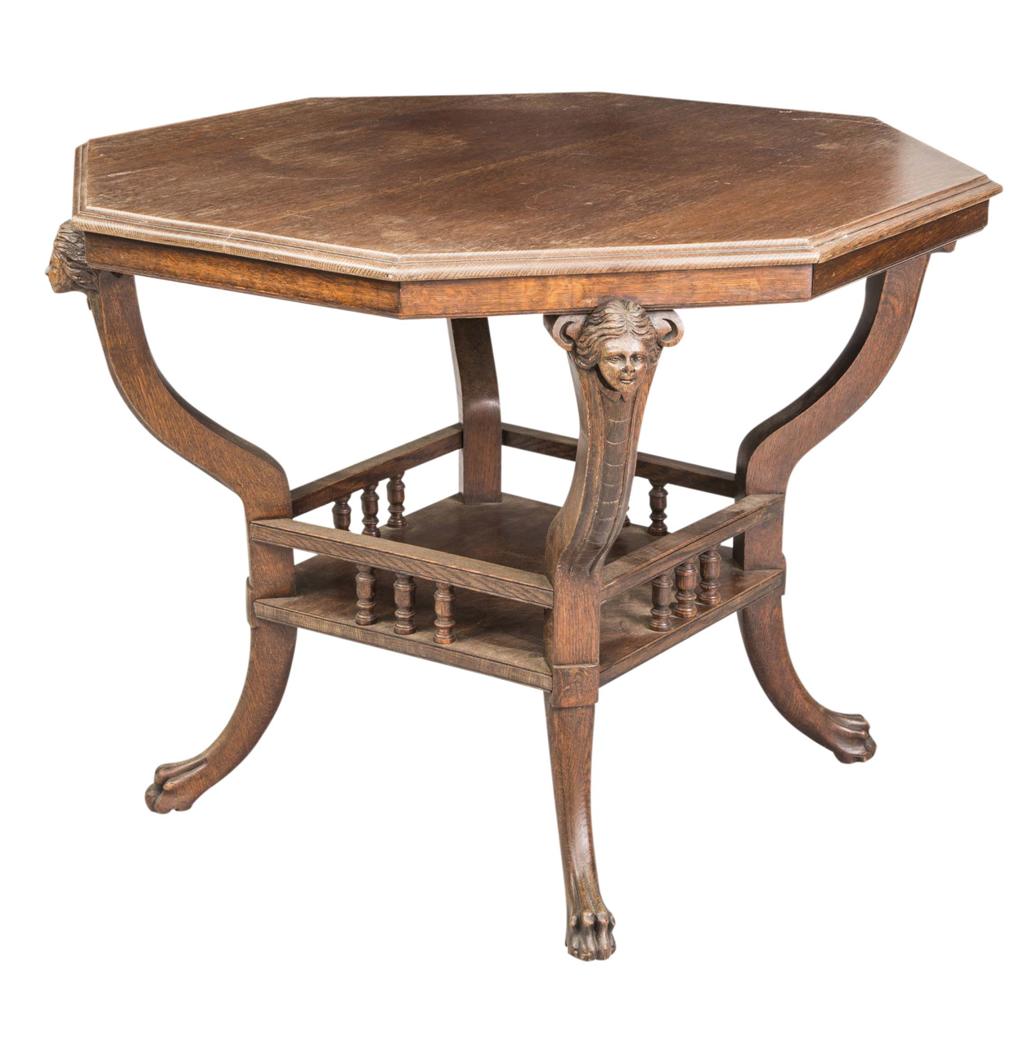 Appraisal: MANNER OF E W GODWIN OAK CENTRE TABLE CIRCA the