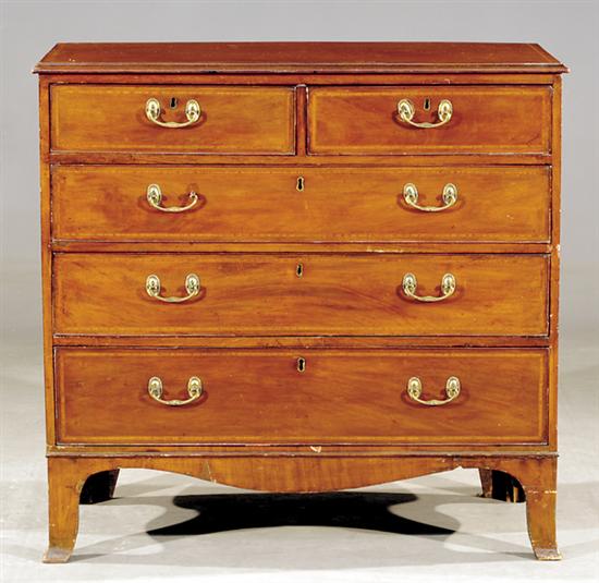 Appraisal: English inlaid mahogany chest of drawers circa rectangular molded top