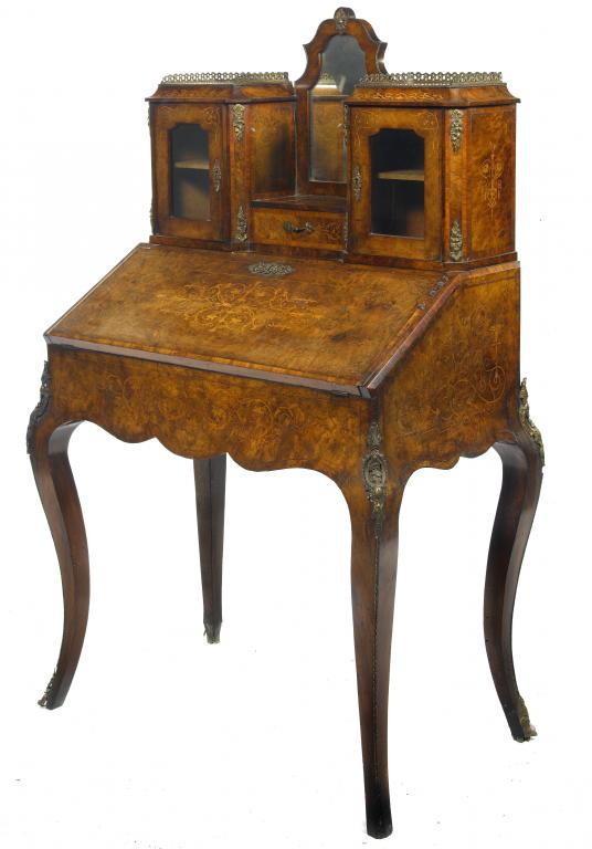 Appraisal: A VICTORIAN WALNUT BONHEUR DU JOUR crossbanded in tulipwood and