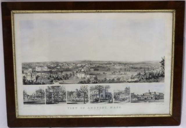 Appraisal: TH C LITHOGRAPH BY ENDICOTT CO NY VIEW OFAMHERST PUBLISHED