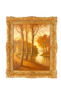 Appraisal: Hendrik J Verhaaf River Bend Oil on Canvas Hendrik Jan