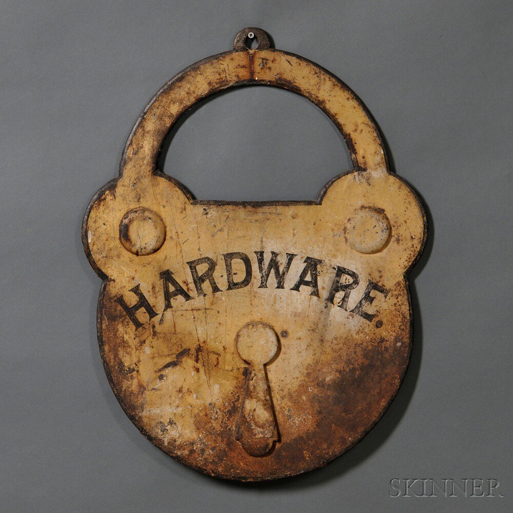 Appraisal: Gilt Cast Iron Locksmith Hardware Trade Sign America late th